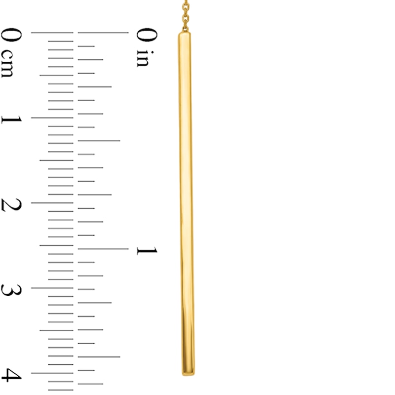 Double Vertical Bar "Y" Necklace in 14K Gold - 17"