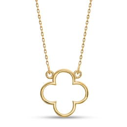 Diamond-Cut Quatrefoil Outline Necklace in 14K Gold