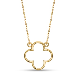 Diamond-Cut Quatrefoil Outline Necklace in 14K Gold