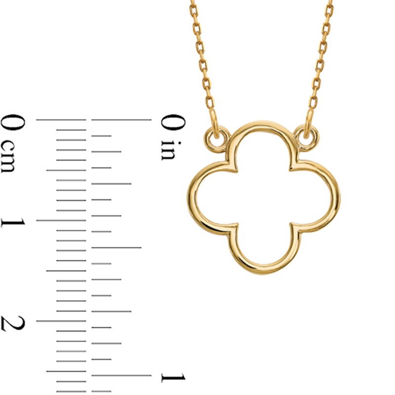 Main Image 2 of Diamond-Cut Quatrefoil Outline Necklace in 14K Gold