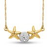 Thumbnail Image 1 of Multi-Finish Sand Dollar and Starfish Side Accent Necklace in 14K Two-Tone Gold