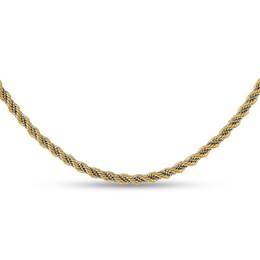 3.25mm Textured Hollow Rope Chain Necklace in 14K Two-Tone Gold - 18&quot;