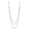 Mini Disc Station Triple Strand Necklace in 14K Gold
