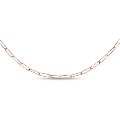 2.6mm Paper Clip Link Chain Necklace in Hollow 14K Rose Gold - 18"
