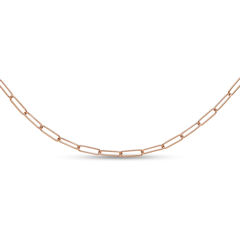 2.6mm Paper Clip Link Chain Necklace in Hollow 14K Rose Gold - 18"|Peoples Jewellers