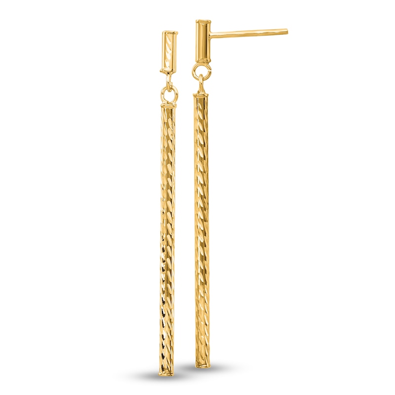 Diamond-Cut Vertical Bar Drop Earrings in 14K Gold|Peoples Jewellers
