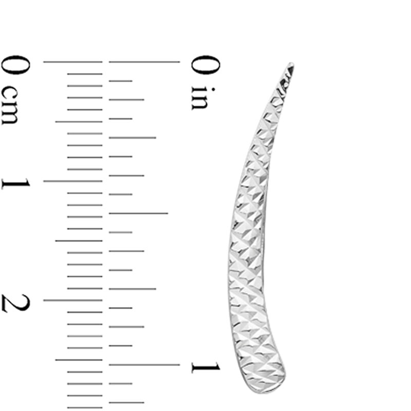 Main Image 2 of Diamond-Cut Graduated Bar Curve Crawler Earrings in 14K White Gold