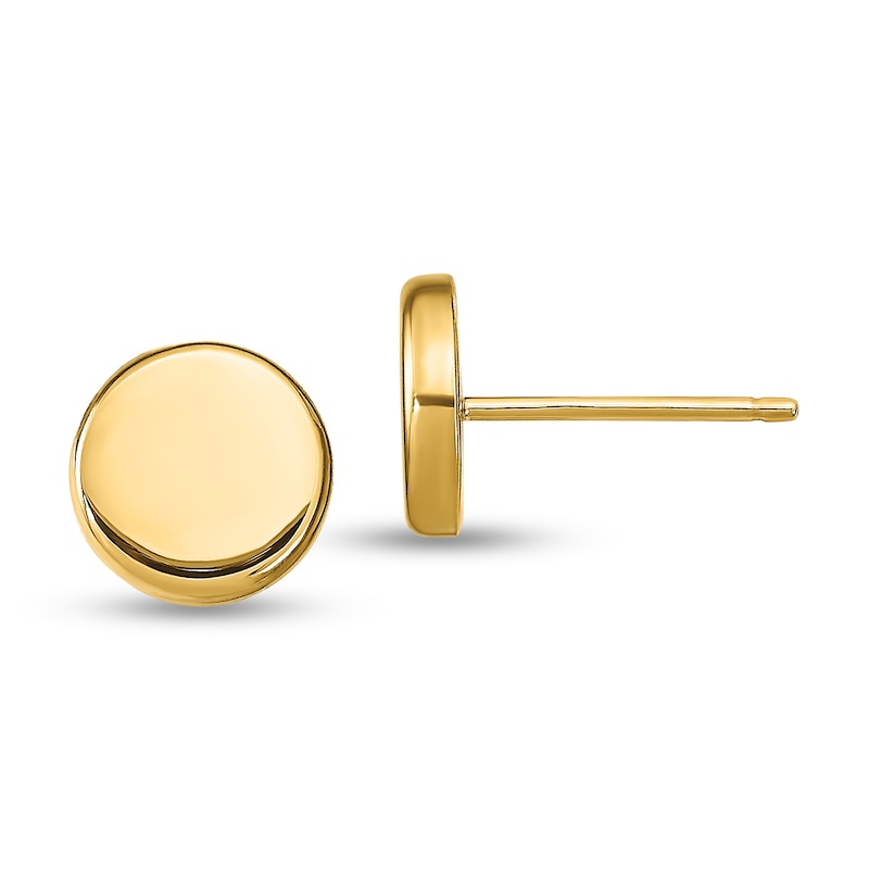 Three-Dimensional Disc Stud Earrings in 14K Gold|Peoples Jewellers