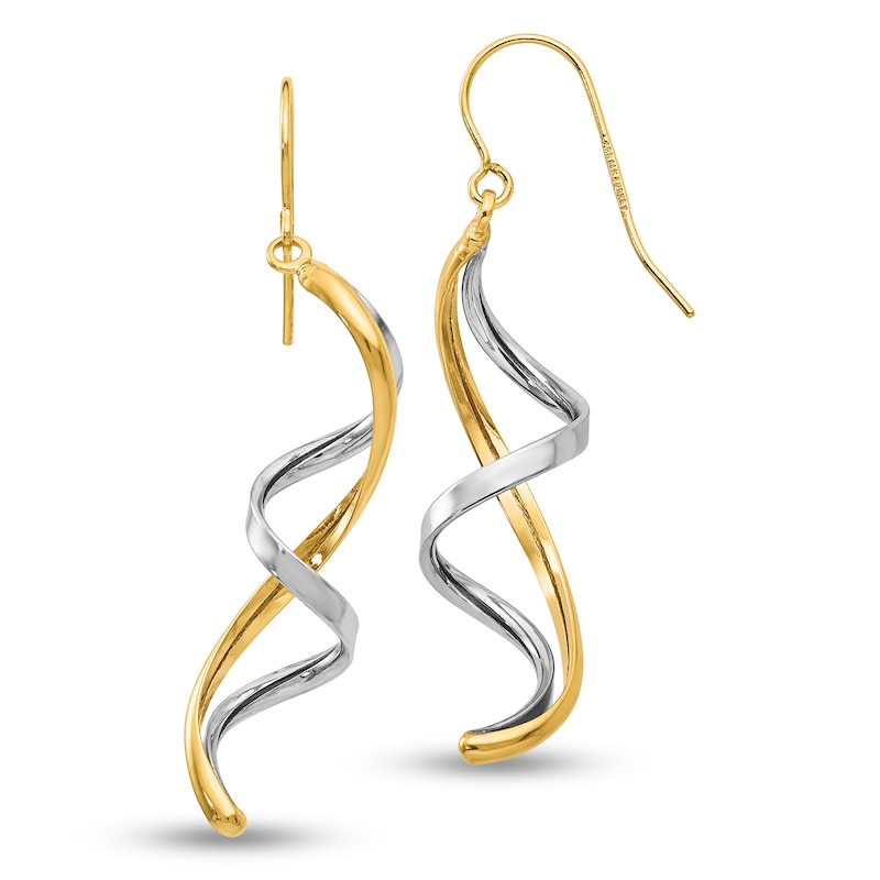 Cascading Double Ribbon Drop Earrings in 14K Two-Tone Gold|Peoples Jewellers