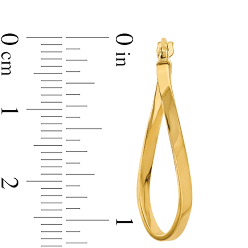 12.0mm Swirl Squared Tube Oval Hoop Earrings in 14K Gold
