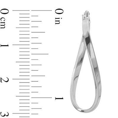 10.6mm Swirl Squared Tube Oval Hoop Earrings in 10K White Gold