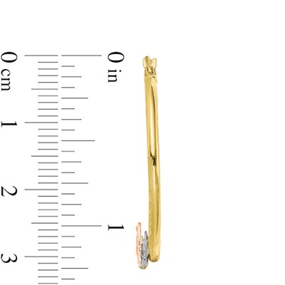 3.0mm Diamond-Cut Our Lady of Guadalupe Tube Hoop Earrings in 10K Tri-Tone Gold