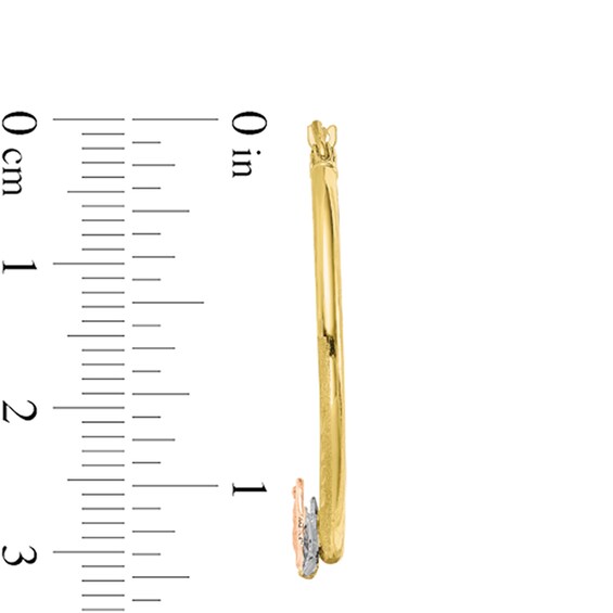 3.0mm Diamond-Cut Our Lady of Guadalupe Tube Hoop Earrings in 10K Tri-Tone Gold