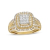 Thumbnail Image 0 of 0.50 CT. T.W. Composite Cushion-Shaped Diamond Double Frame Vintage-Style Engagement Ring in 10K Gold