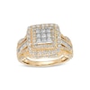 Thumbnail Image 0 of 1.00 CT. T.W. Composite Cushion-Shaped Diamond Double Frame Vintage-Style Engagement Ring in 10K Gold