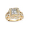 Thumbnail Image 0 of 1.00 CT. T.W. Composite Cushion-Shaped Diamond Double Frame Vintage-Style Engagement Ring in 10K Gold