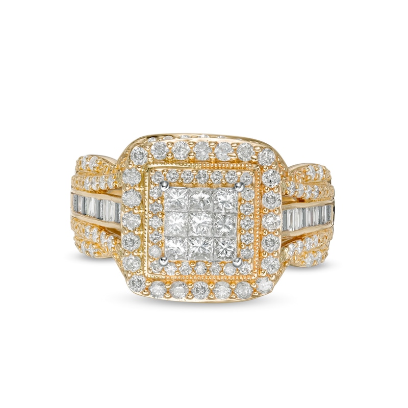 1.00 CT. T.W. Composite Cushion-Shaped Diamond Double Frame Vintage-Style Engagement Ring in 10K Gold