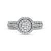 1.00 CT. T.W. Certified Canadian Diamond Double Frame Split Shank Engagement Ring in 10K White Gold (I/I2)