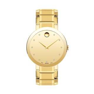 Men's Movado Sapphire™ Diamond Accent Gold-Tone PVD Watch with Gold-Tone Dial (Model: 0607588)
