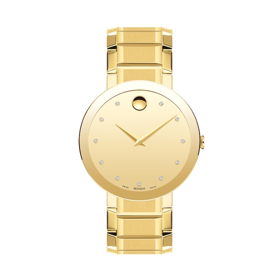 Men's Movado Sapphire™ Diamond Accent Gold-Tone PVD Watch with Gold-Tone Dial (Model: 0607588)