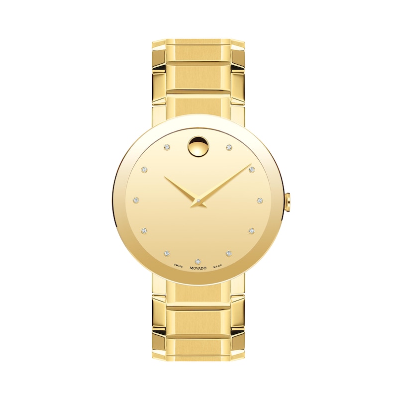 Men's Movado Sapphire™ Diamond Accent Gold-Tone PVD Watch with Gold-Tone Dial (Model: 0607588)|Peoples Jewellers