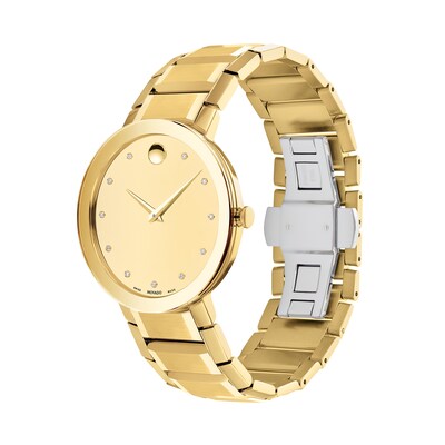 Men's Movado Sapphire™ Diamond Accent Gold-Tone PVD Watch with Gold-Tone Dial (Model: 0607588)