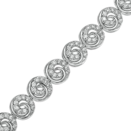 2.01 CT. T.W. Diamond Swirl Bracelet in 10K White Gold – 7.25&quot;