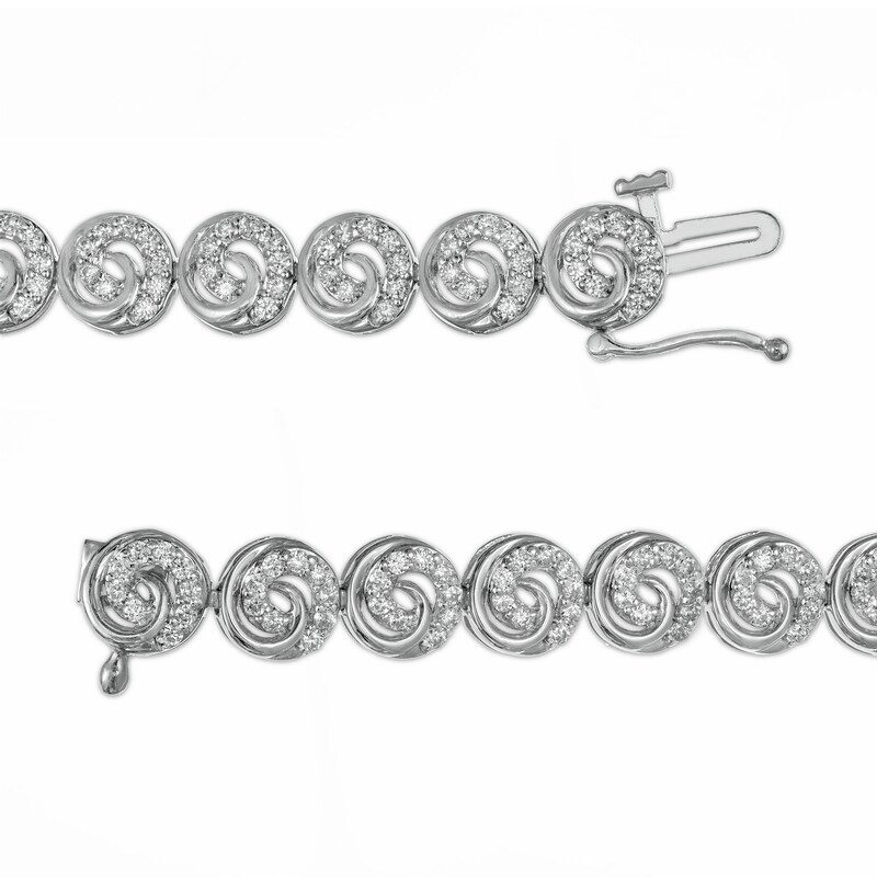 2.01 CT. T.W. Diamond Swirl Bracelet in 10K White Gold – 7.25"