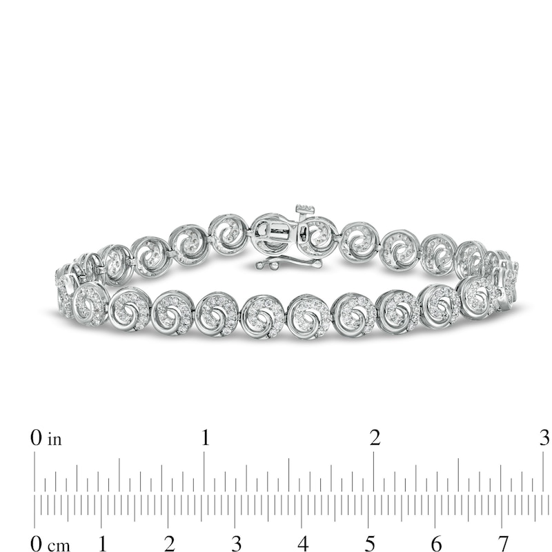 2.01 CT. T.W. Diamond Swirl Bracelet in 10K White Gold – 7.25"