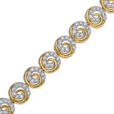 2.01 CT. T.W. Diamond Swirl Bracelet in 10K Gold – 7.25"