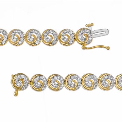 2.01 CT. T.W. Diamond Swirl Bracelet in 10K Gold – 7.25"