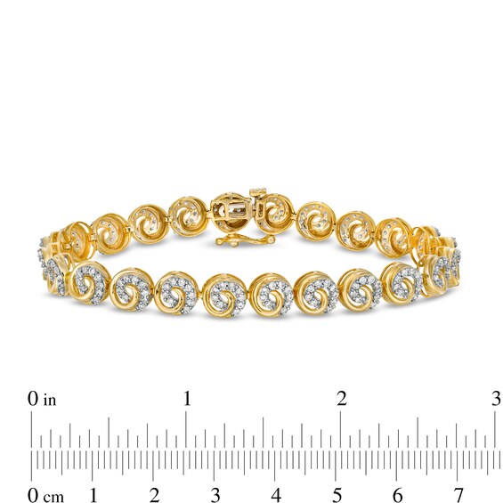 2.01 CT. T.W. Diamond Swirl Bracelet in 10K Gold – 7.25"