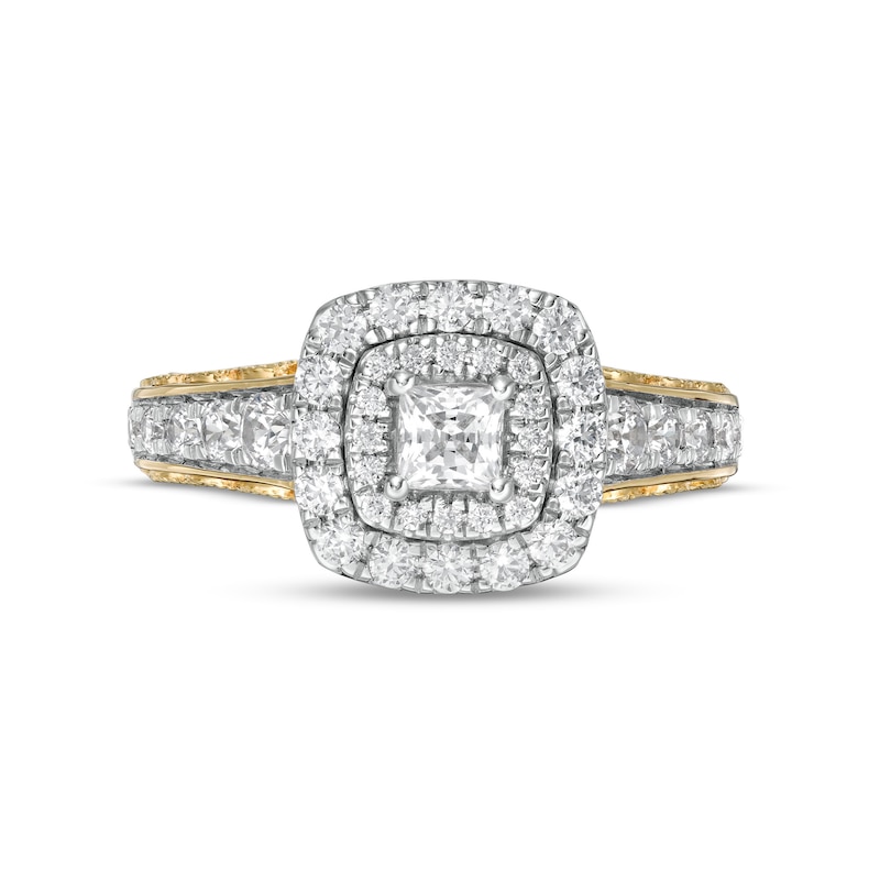 1.25 CT. T.W. Certified Canadian Princess-Cut Diamond Double Frame Engagement Ring in 14K Gold (I/I1)