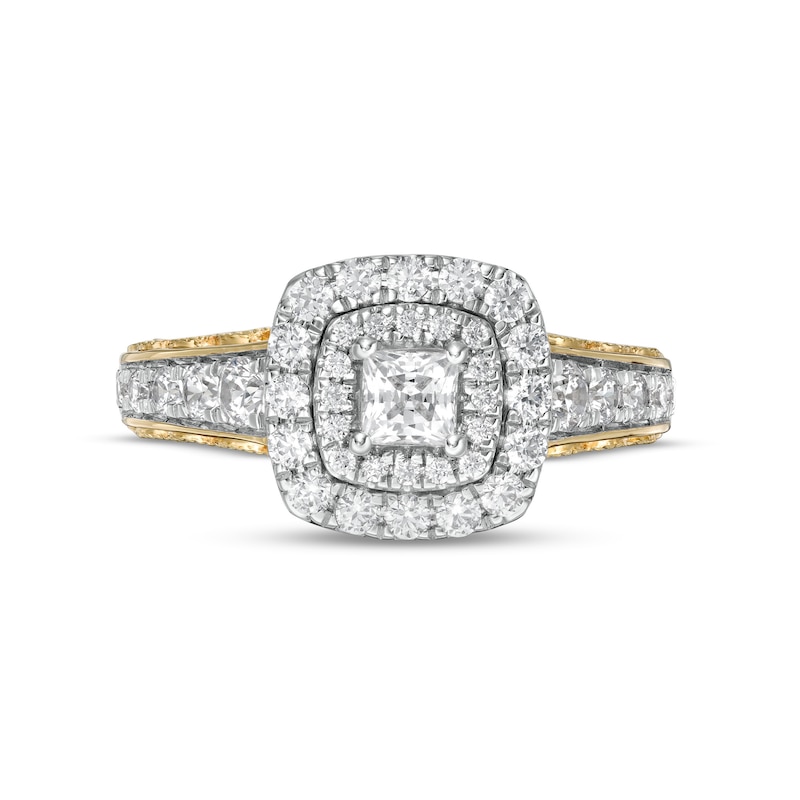 Main Image 4 of 1.25 CT. T.W. Certified Canadian Princess-Cut Diamond Double Frame Engagement Ring in 14K Gold (I/I1)