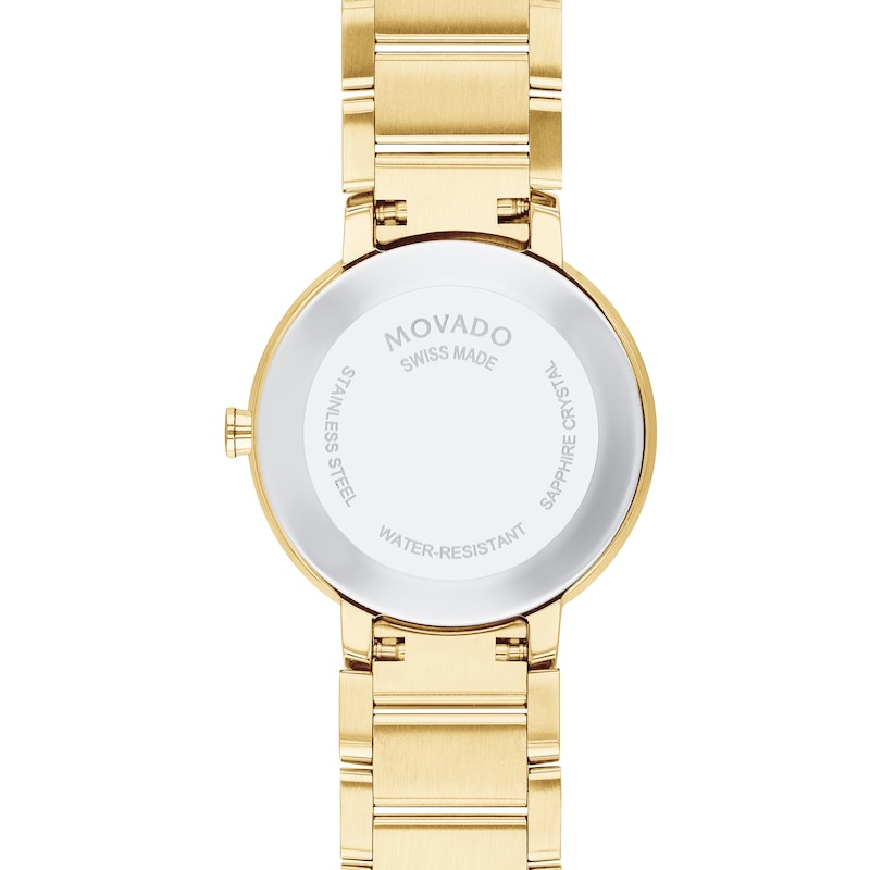 Ladies' Movado Sapphire™ Diamond Accent Gold-Tone PVD Watch with Gold-Tone Dial (Model: 0607550)|Peoples Jewellers