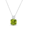 Thumbnail Image 1 of 8.0mm Cushion-Cut Peridot and White Lab-Created Sapphire Accent Pendant in 10K White Gold