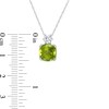 Thumbnail Image 3 of 8.0mm Cushion-Cut Peridot and White Lab-Created Sapphire Accent Pendant in 10K White Gold