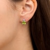 Thumbnail Image 1 of 7.0mm Cushion-Cut Peridot and White Lab-Created Sapphire Accent Stud Earrings in 10K White Gold