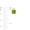 7.0mm Cushion-Cut Peridot and White Lab-Created Sapphire Accent Stud Earrings in 10K White Gold
