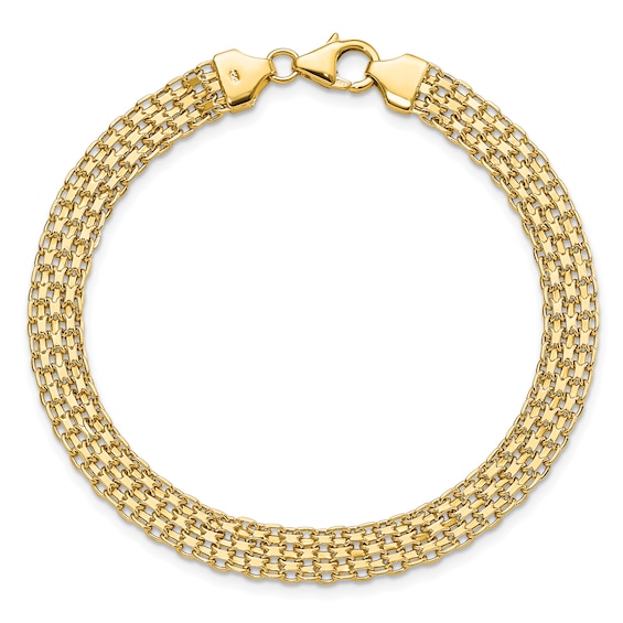 6.2mm Multi-Row Oval Link Chain Bracelet in Hollow 14K Gold - 7.5"