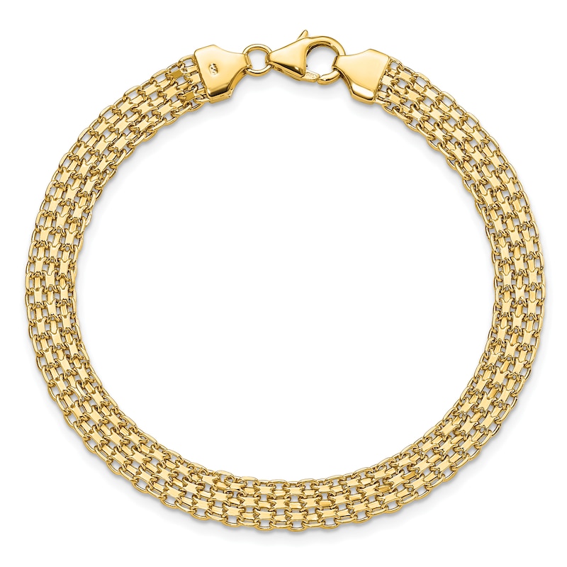 6.2mm Multi-Row Oval Link Chain Bracelet in Hollow 14K Gold - 7.5"