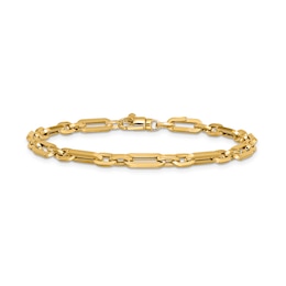 5.0mm Paper Clip and Oval Link Chain Bracelet in Hollow 14K Gold - 7.5"