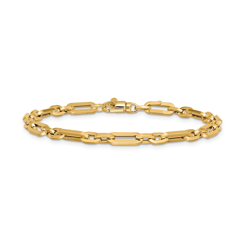 5.0mm Paper Clip and Oval Link Chain Bracelet in Hollow 14K Gold - 7.5"|Peoples Jewellers