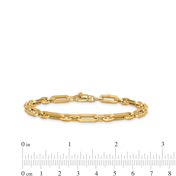 5.0mm Paper Clip and Oval Link Chain Bracelet in Hollow 14K Gold - 7.5"
