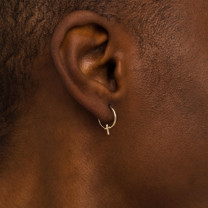 Main Image 2 of Cross Continuous Tube Hoop Earrings in 14K Gold