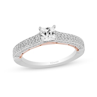 Enchanted Disney Ariel 0.95 CT. T.W. Princess-Cut Diamond Double Row Engagement Ring in 14K Two-Tone Gold