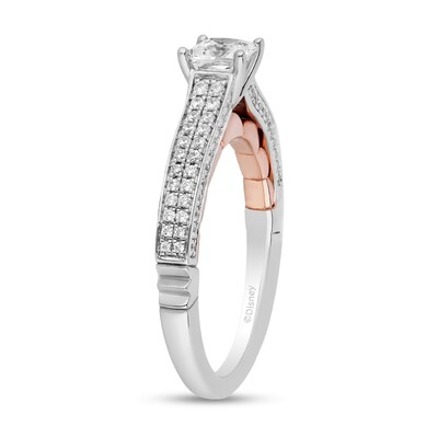 Enchanted Disney Ariel 0.95 CT. T.W. Princess-Cut Diamond Double Row Engagement Ring in 14K Two-Tone Gold