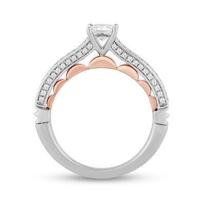 Enchanted Disney Ariel 0.95 CT. T.W. Princess-Cut Diamond Double Row Engagement Ring in 14K Two-Tone Gold