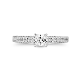 Enchanted Disney Ariel 0.95 CT. T.W. Princess-Cut Diamond Double Row Engagement Ring in 14K Two-Tone Gold