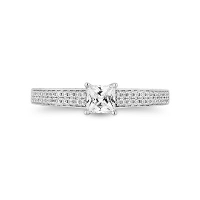 Enchanted Disney Ariel 0.95 CT. T.W. Princess-Cut Diamond Double Row Engagement Ring in 14K Two-Tone Gold